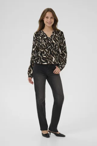 Langarm-Bluse KAditte Regular fit black brown
