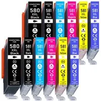 Druckerparadies 12er Multipack für Canon 580 581 XXL Druckerpatronen Set Tintenpatrone (12-tlg., TS8150 TS8151 TS8152 TS8250 TS8251 TS8350 TS8351 TS8352 TS9150)