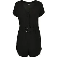 URBAN CLASSICS Jumpsuit Urban Classics Damen Ladies Short Viscose Belt Jumpsuit (1-tlg)