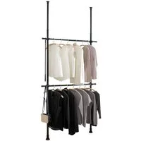 WENKO Garderobenständer Teleskop-Garderobensystem HERKULES BASIC, schwarz, WENKO, (Kleiderständer)