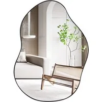 COSTWAY Wandspiegel, mit Metallrahmen & HD-Reflexion, asymmetrisch 78x56cm