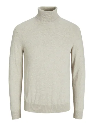 JACK&JONES - JJEEMIL KNIT ROLL NECK NOOS Oatmeal - Gr. - XXL