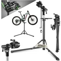 tectake Fahrrad-Montageständer Reparaturständer für Fahrräder 50 kg klappbar höhenverstellbar (Fahrrad Montageständer Jan, in Grau/schwarz), bis 50kg, E-Bike geeignet