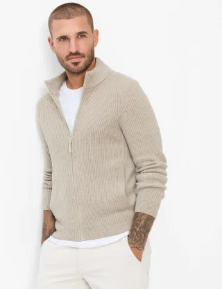 Brax Herren Strickjacke Style JAKE cappucino, hellbraun, Gr. XXXL