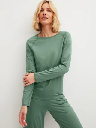 CALIDA - DAMEN Shirt langarm laurel green - Gr. - L