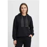 pieces Kapuzensweatshirt PCCHILLI LS GLITTER HOODIE NOOS BC mit Kordelzug in Kontrastfarbe