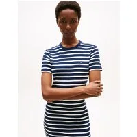 Tommy Hilfiger Shirtkleid NEW CODY STR SLIM SHORT DRS SS mit allover Streifendessin, Logo-Flag