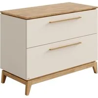 PAIDI Wickelkommode STIENE in Beige oder Grau, 2 Schubladen mit Soft-Close, Vollauszug, Kommode 123 cm Breite, geprüfte Sicherheit, Wickeltisch mit Massivholz