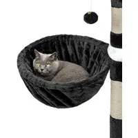 lionto Kratzbaum-Liegemulde 40 cm Durchmesser, 25 cm Tiefe, schwarz, Plüsch, Hängematte mit stabilem Metallrahmen & Kuschelbezug