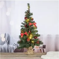 Gravidus Künstlicher Weihnachtsbaum 20 LED Weihnachtsbaum Tannenbaum Christbaum Baum geschmückt rot 75 cm