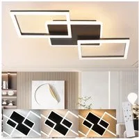 ZMH Deckenleuchten Modernes Rautendesign mit Rahmen 48W/63W Schlafzimmer Dimmbar, LED fest integriert, Tageslichtweiß, Weiß/Schwarz