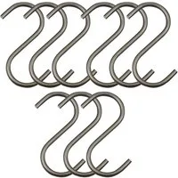 SO-TECH® S-Haken für Rundstäbe bis Ø 30 mm für Garderoben, Küchenreling uvm., (Spar-Set, 9-St), Rohstahl klar lackiert