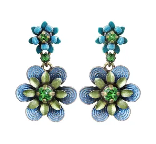 konplott - Ohrstecker - Mille Fleurs blau/grün