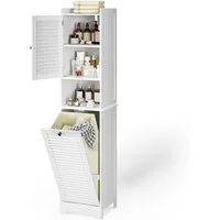 Bealife Badkommode Badezimmerschrank mit ausklappbarem Wäschekorb