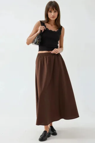 Elastischer Taillenslip Midi-Rock mit Taschen