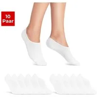 sockenkauf24 Sneakersocken 10 Paar Damen & Herren Füßlinge unsichtbare kurze Socken (Weiß, 39-42) mit Silikonpad gegen Verrutschen - 16805 WP