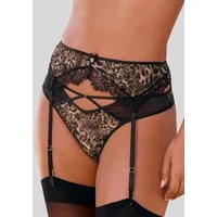 LASCANA Strapsgürtel, aus Leo-Mesh mit Eyelash-Spitze, sexy Dessous, Reizwäsche