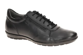 Geox U74A5A 00043 C9999 Herrenschuhe Schwarz Echtleder Halbschuhe atmungsaktiv