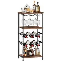 Dripex Weinregal 5 Etagen Freistehendes Weinregal mit Glashalter und Tischplatte