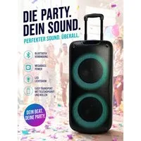 JTC24 Mobile Party Power Box PB-829C mit LED Lichtanzeige, Trolleyfunktion Party-Lautsprecher (Bluetooth, 40 W, 40 Watt, Bluetooth, USB, AUX, microSD, Mega Bass, LED Licht)