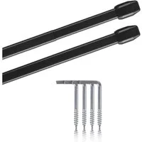Bestlivings Vitragestange 2er-Pack, Ø 10 mm, 1-läufig, ausziehbar, mit Schraubhaken, verschrauben, Edelstahl, für Küchen- & Bistrogardinen