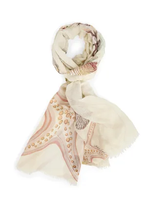 Marc Cain Collections - Langer Schal mit Muschel-Print off-white - Gr. - OS