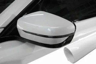 PREMIUM Spiegel Spiegelgehäuse Kappe Design Folie Weiß Glanz für viele Fahrzeuge