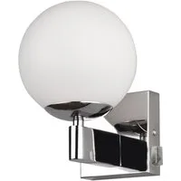 TRIO Leuchten Wandleuchte KULA, Badezimmer Wandlampe, exkl. 1x E14 max 10W, mit Schalter, IP44, Ein-/Ausschalter, Leuchtmittel wechselbar, warmweiß - kaltweiß, Badlampe, Badleuchte mit Glasschirm Ø 14cm, chromfarbig, Kippschalter