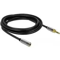 Klinkenverlängerungskabel 3,5mm 3Pin Stecker > Buchse schwarz, 3 Meter, mit 6,35mm Schraubadapter