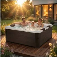 mSpa Whirlpool Frame Tribeca F-TR062W - 6 Personen, Stecksystem mit Einlageplane, (Whirpool Outdoor 6 Personen, App-Steuerung), Luftstrom-Massage, Schnellheizsystem