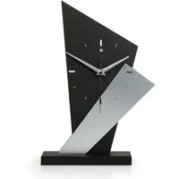 Kreative Feder Standuhr Designer-Standuhr „Square“ aus Holz - schwarze Tisch-Uhr ohne Ticken, Tisch-Standuhr aus MDF in modernem Look mit exklusiver Applikation