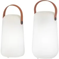 easy! BY FHL LED Außen-Tischleuchte, USB-Ladefunktion, LED fest integriert, Warmweiß, RGB Farbwechsler, 2er SET Outdoor ohne Strom-Kabel, Partybeleuchtung 21cm & 26cm klein