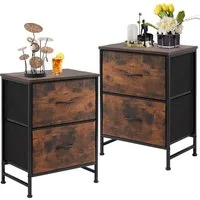 Refined Living Kommode Schubkastenkommode mit 2/4/5 /7/8/9 Schubladen stabilem Stahlrahmen (Nachttisch 2st - Schrank 2 Stoffschubladen mit Griffen Metallgestell, Vertikaler Stauraum Organizer Einheit 50cm Hoch Max Belastbarkeit 20kg), Kleine Schlafsä