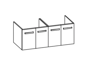 Artiqua 412 Waschtischunterschrank für Ventuno T0020, Stahlgrau Metallic, 412-WU4T-I27-7141-88 412-WU4T-I27-7141-88