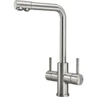 AORA Küchenarmatur AVANTGARDE 3-Wege-Wasserhahn Edelstahl massiv für Osmoseanlagen 360° drehbar, für Wasserfilter, L-, C- oder U-Auslauf wählbar