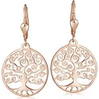 Materia Paar Ohrhänger Damen Rosegold Lebensbaum keltisch Ø20mm SO-246, 925 Sterlingsilber, rosevergoldet