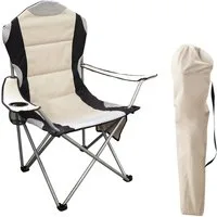 Spetebo Regiestuhl Regie Klappstuhl DELUXE mit Getränkehalter - beige