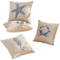Mirabeau Kissenhülle Kissenhülle 4er Set Sealand beige/blau