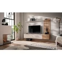 ASM-Moebel Wohnwand Schrankwand Solo CAS mit Lamellen und Push-Click System, Mit Lamellenoptik und Push-Click System