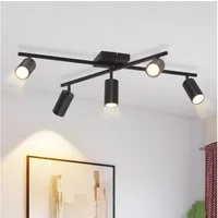 ZMH Deckenstrahler 5 Flammig Schwarz/Weiß GU10 Spots Deckenlampe für Schlafzimmer, Einfache Installation, ohne Leuchtmittel, Wohnzimmerlampe 350° Schwenkbar Modern Strahler
