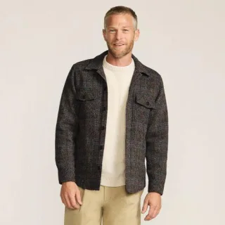 Harris Tweed Hemdjacke, Herren, size: regular, Braun, Wolle, by Lands' End