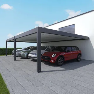 Reihencarport, Premium, Anthrazit RAL 7016, 600.0 x 868.0 cm, Durchgangshöhe 195 cm, individuell konfigurieren