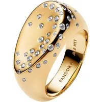 Pandora Siegelring für Damen Ovaler Siegelmit Steinbesatz Goldfarben