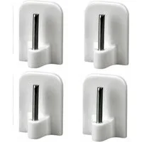Clever-Kauf-24 Klebehaken Klebehaken 4er Set Kunststoff, Farbe: weiß, Bistro- und Vitragestangen, (4-St)