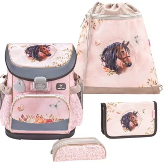 Belmil Schulranzen Set Mädchen Horse Chestnut (Motiv: Pferd) "Mini Fit" für kleinere Kinder, ab 1.Klasse Grundschule