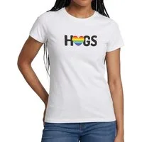 Spreadshirt T-Shirt Hugs LGBTQ+ Regenbogenherz Frauen T-Shirt (1-tlg)