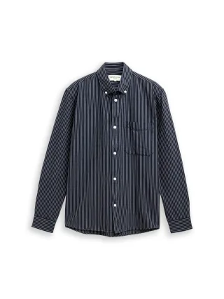 Denim Tom Tailor - Relaxed Fit Hemd aus Baumwolle navy blue stripe - Gr. - XXL