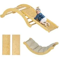 AIYAPLAY Klettergerüst 4 in 1 Set mit Rutsche, aus Holz, (Kletterspielzeug, 4-St., Kletterdreieck zum Rutschen und Klettern), für Kinder 1,5-4 Jahre, Indoor, Naturholz