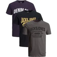 Jack & Jones Print-Shirt Bequemes Slimfit Shirt (Spar-Set, 3er-Pack) in Unifarbe mit Print