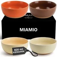 MiaMio Müslischale Aura Cozy Neutral, 820 ml, Keramik, (Set, 4-tlg), 820 ml, Ø 16 cm, 7 cm hoch